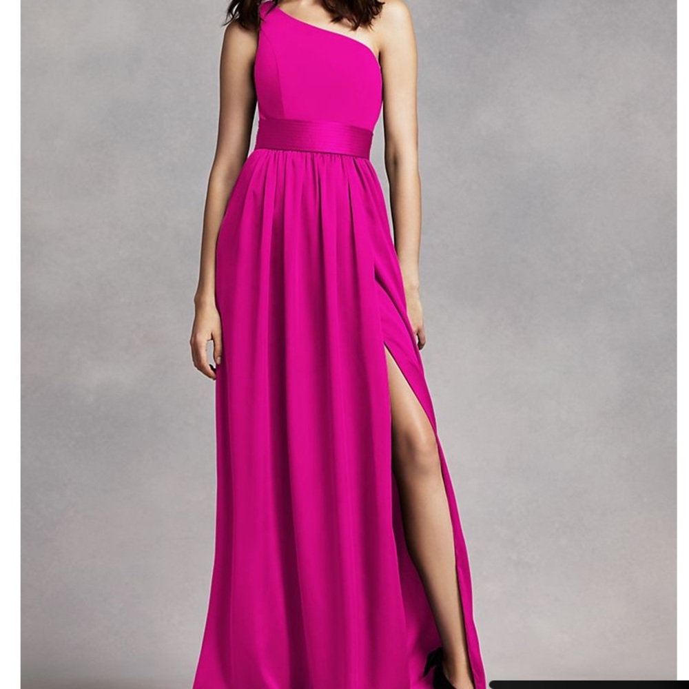 Vera Wang One Shoulder Dress with Satin Sash